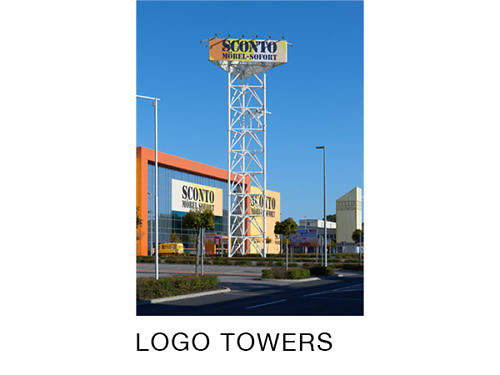 LOGOTOWERS MEGABOARDS SAKRALBAUTEN
